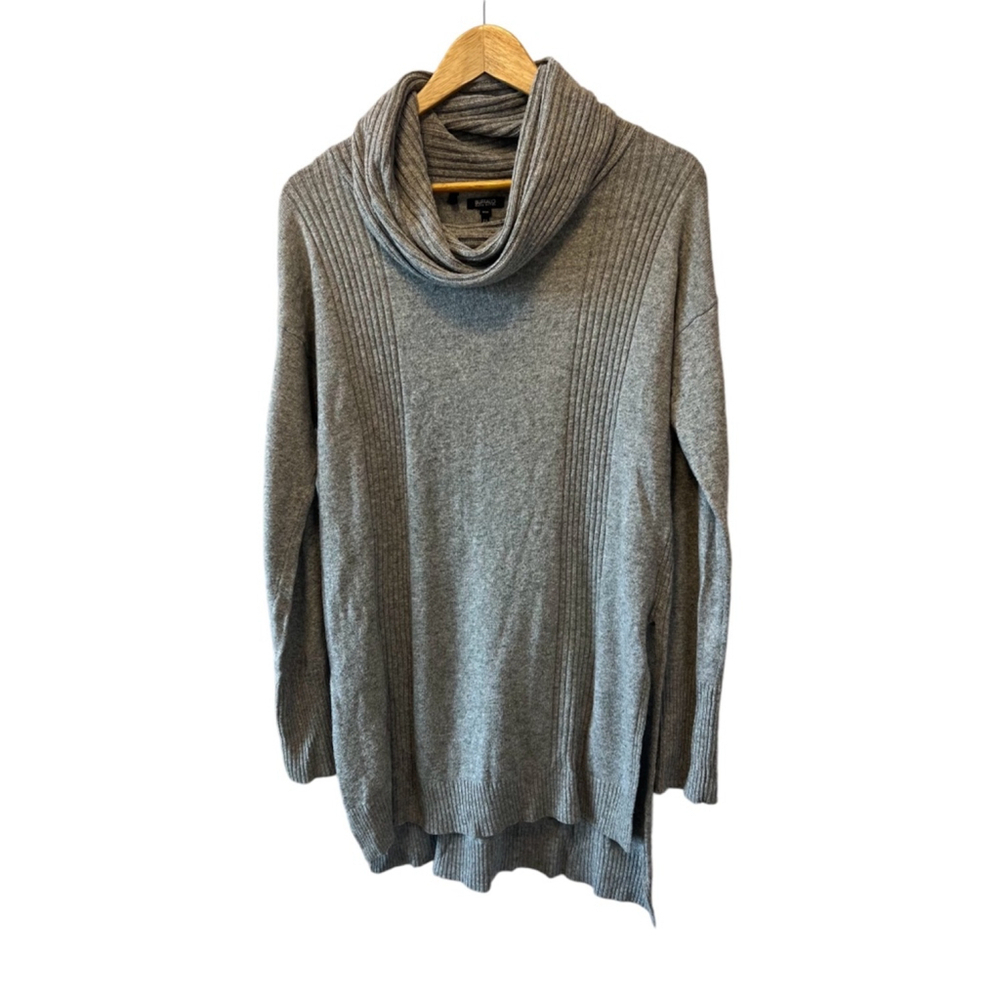 BUFFALO Grey Angora Blend Funnel Neck Long Sleeve Side Slit Sweater Dress M